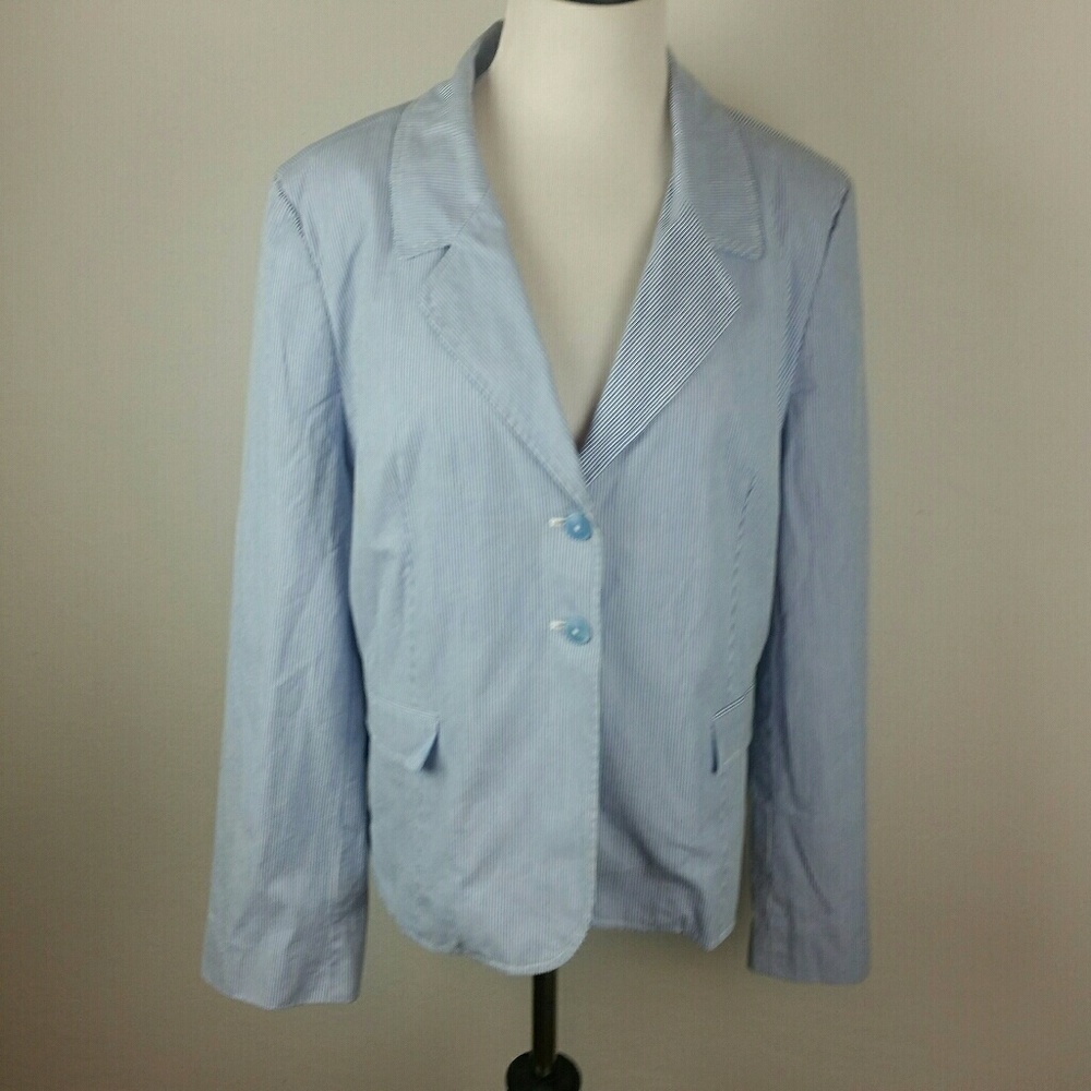 ATTENTION l Pinstripe 2 Button Cotton Blazer D6